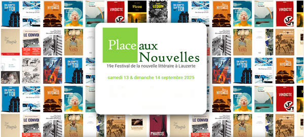Une mosaïque de couvertures de nouvelles éditées avec un encart annonçant le festival de nouvelle littéraire